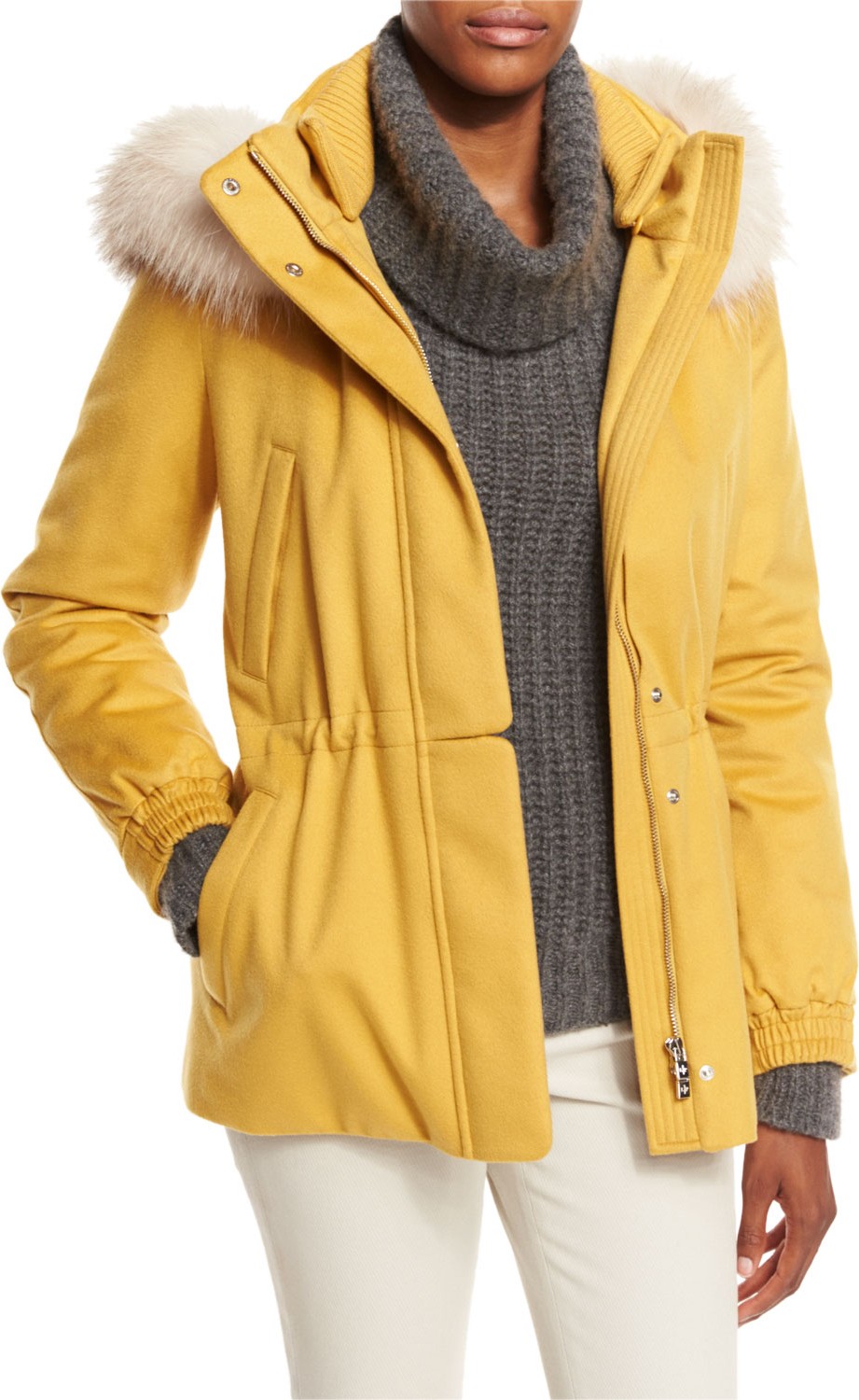 Loro Piana Storm System Fox-Trim Cashmere Coat