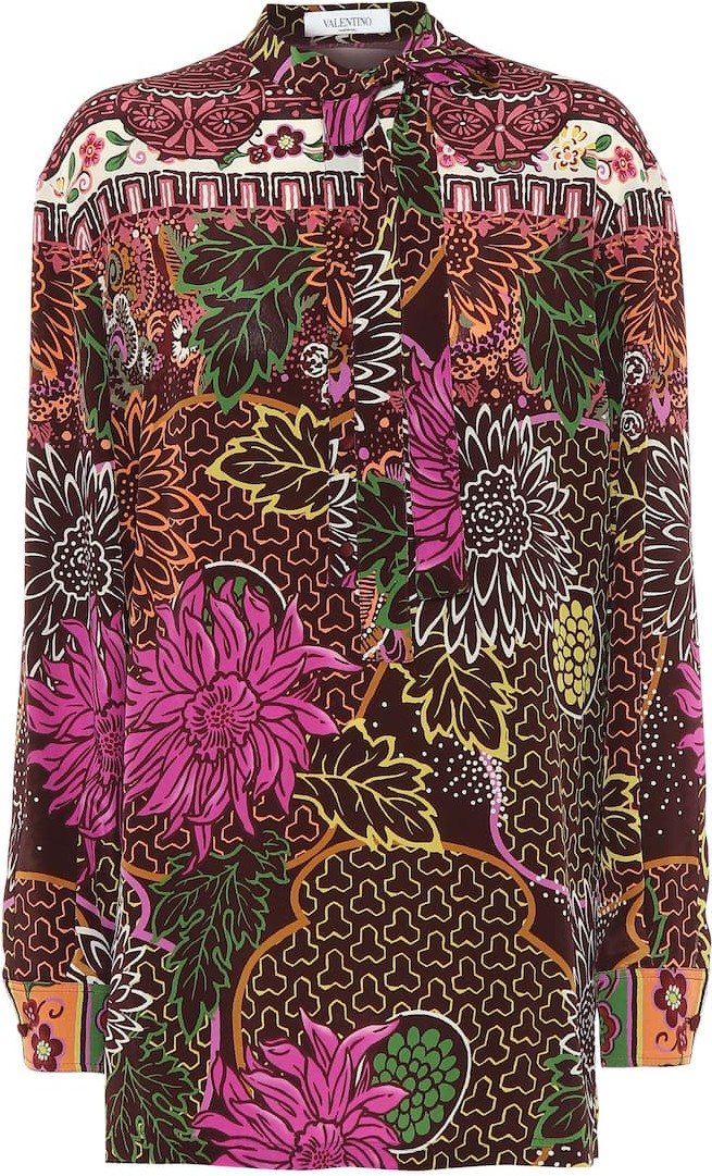 Valentino Printed silk-crêpe blouse