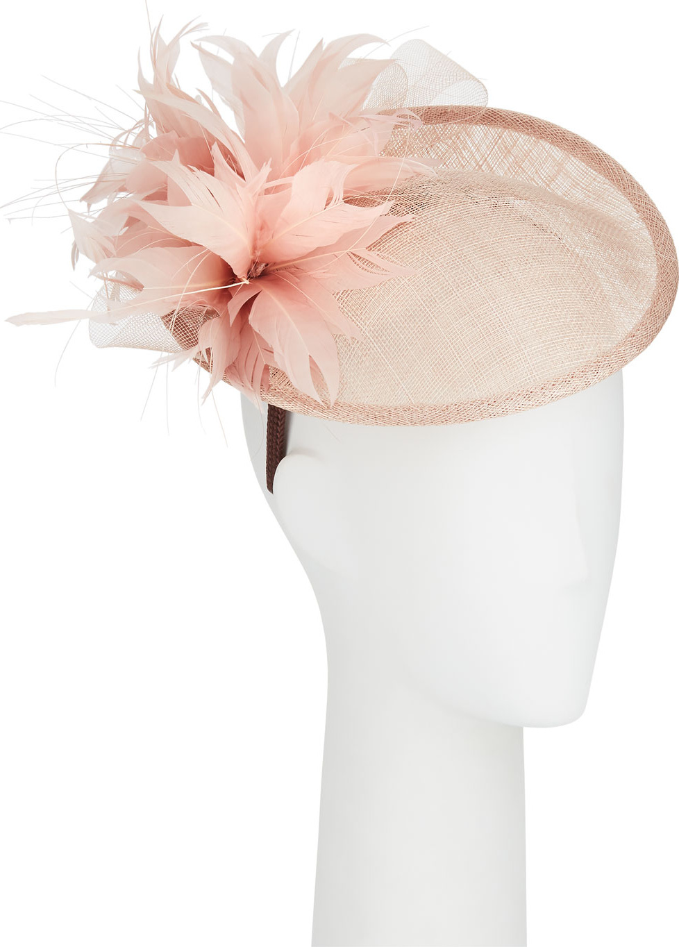Jane Taylor Allegra Straw Fascinator Hat w/ Feather Trim