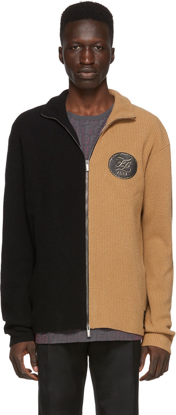 Fendi Beige & Black Wool Sweater