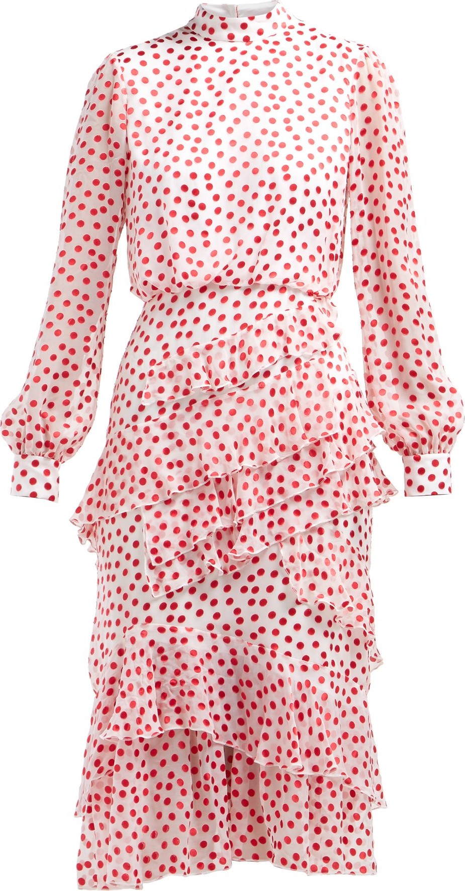 Saloni Isa polka-dot fil-coupé silk-blend dress