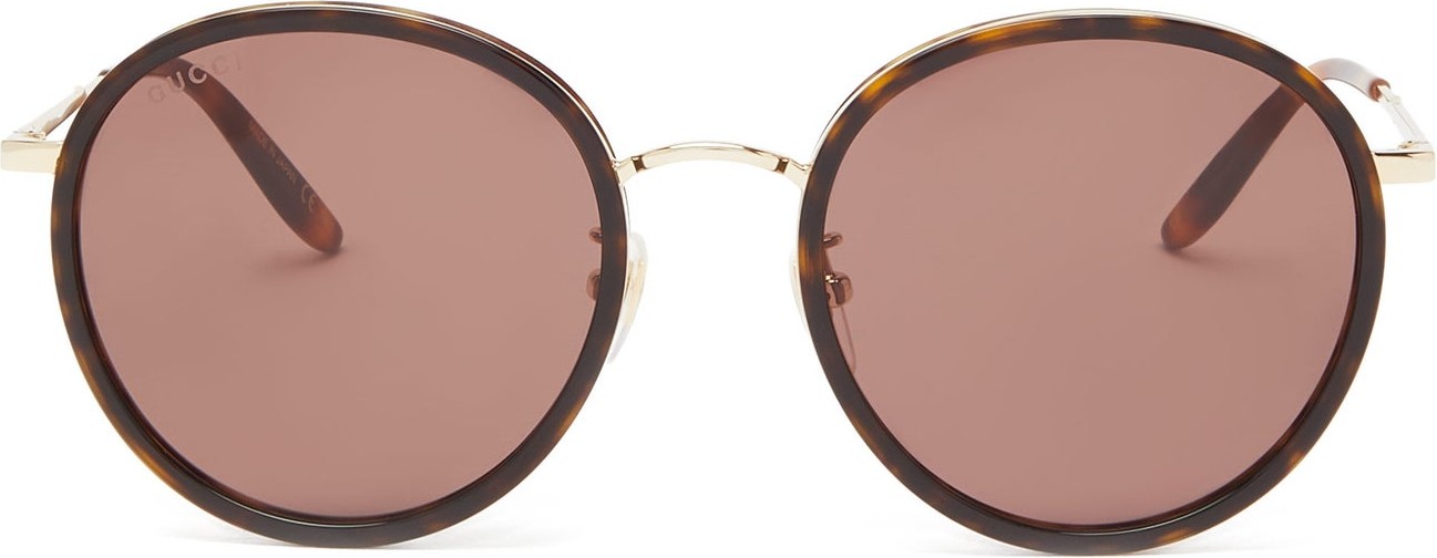 Gucci Round tortoiseshell-effect metal sunglasses