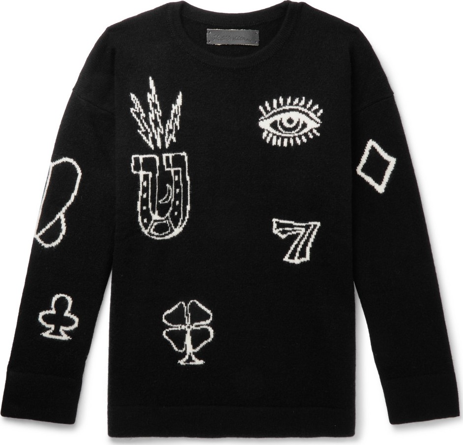 The Elder Statesman Intarsia Cashmere Sweater