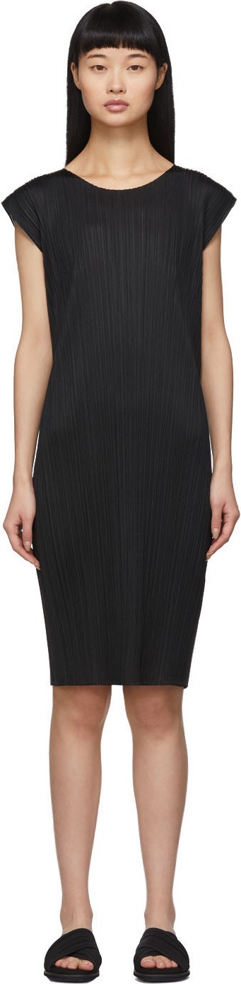 Pleats Please By Issey Miyake Black Basics Pleats Short Dress