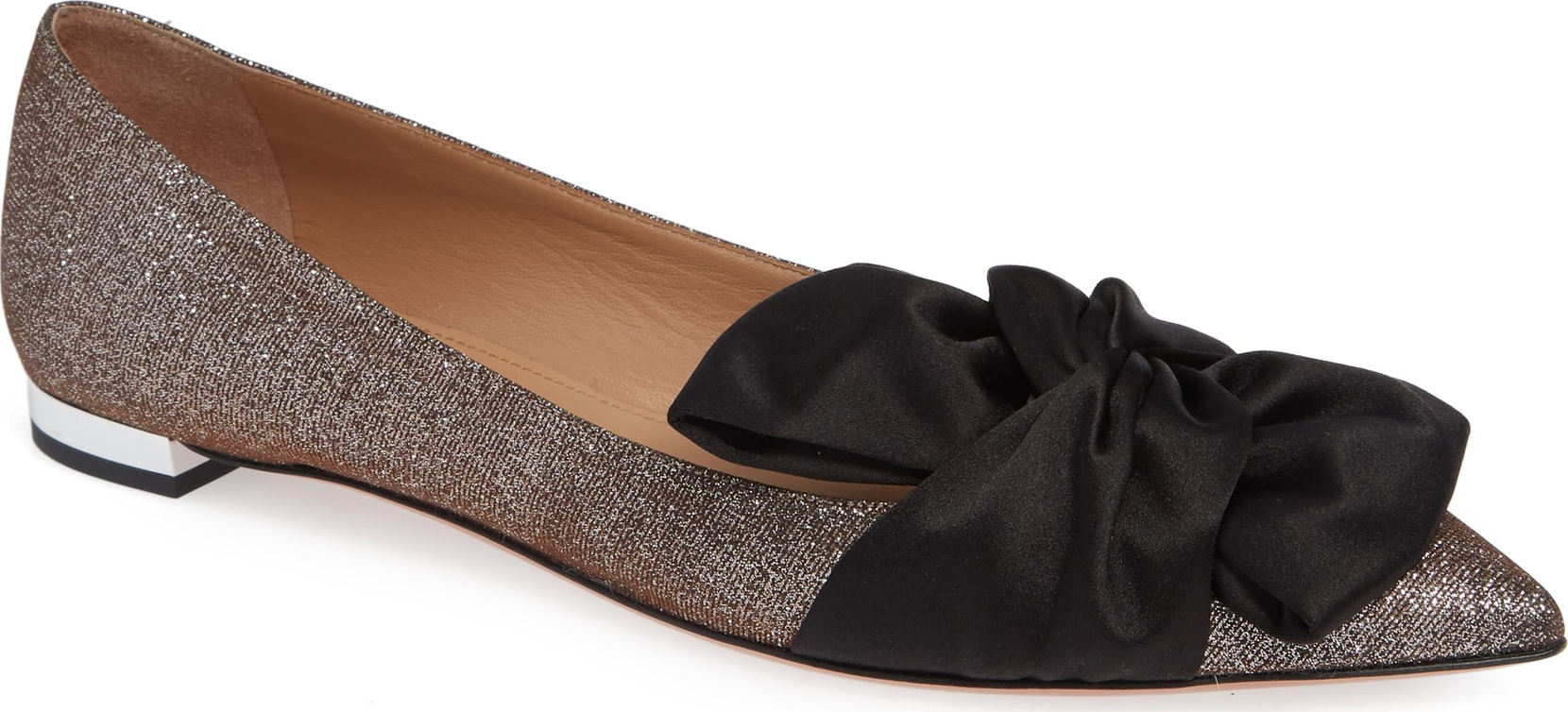 Aquazzura Versailles Bow Metallic Flat