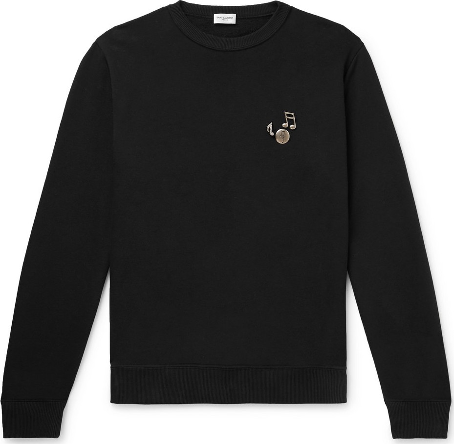 Saint Laurent Embellished Loopback Cotton-Jersey Sweatshirt