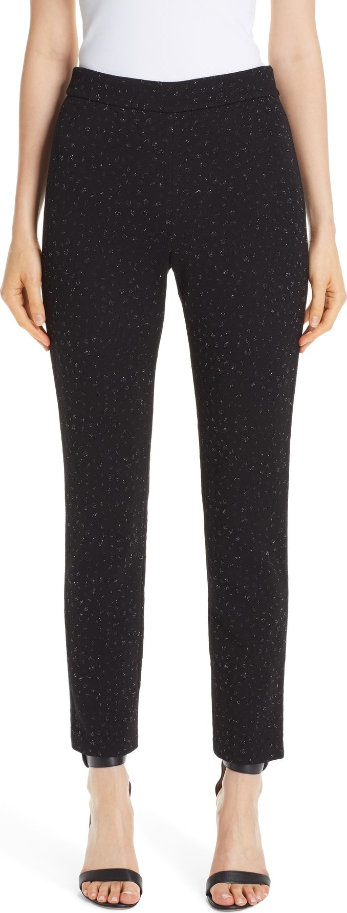 St. John Blister Knit Metallic Jacquard Pants