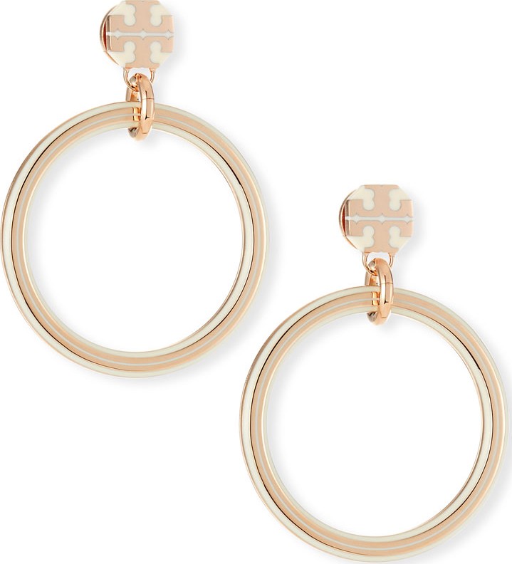 Tory Burch Stretch Logo Stud Hoop Earrings