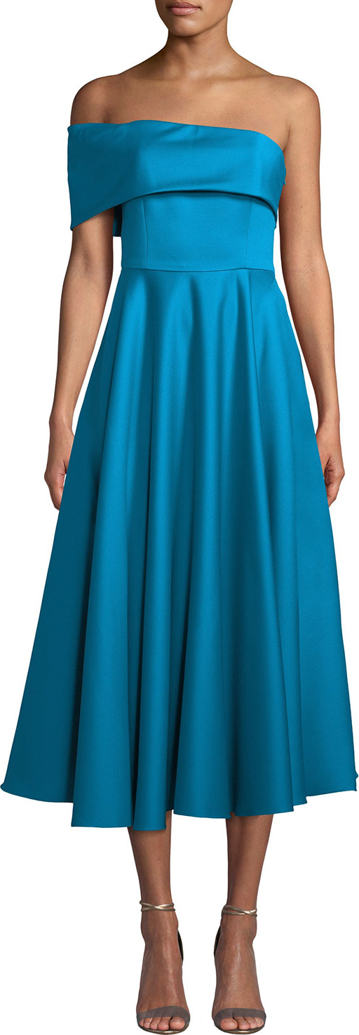 Jay Godfrey Satin One-Sleeve Midi Dress