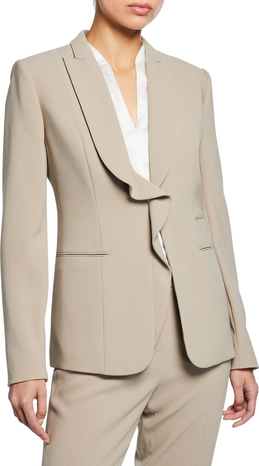 Elie Tahari Serena Ruffle Front Crepe Jacket