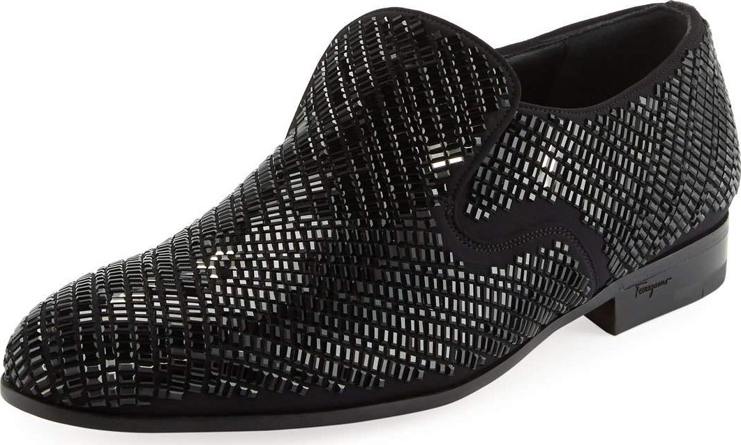 Salvatore Ferragamo Men's Crystal-Studded Formal Loafers