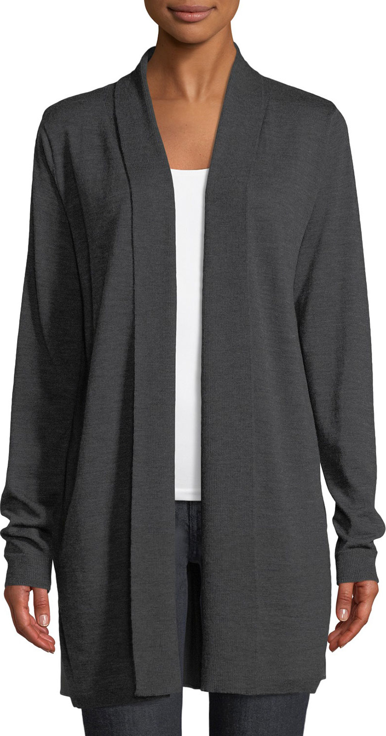 Elie Tahari Adele Shawl-Collar Merino & Silk Cardigan Sweater
