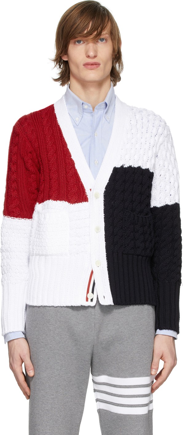 Thom Browne White Aran Funmix Cardigan