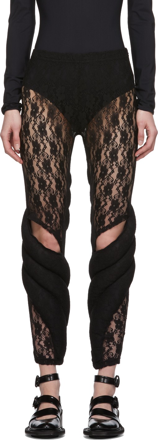 Comme Des Garcons Black Lace Padded Leggings