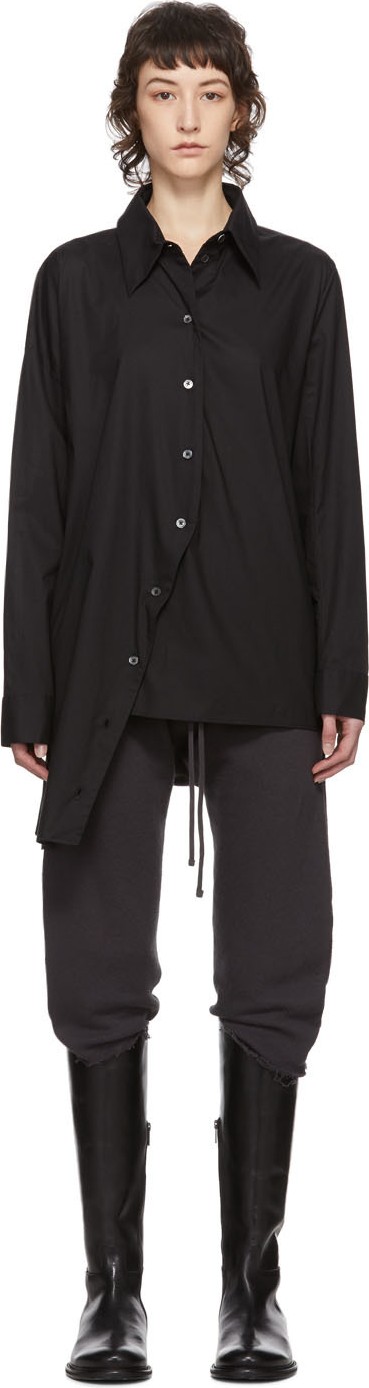 Ann Demeulemeester SSENSE Exclusive Black Asymmetric Shirt