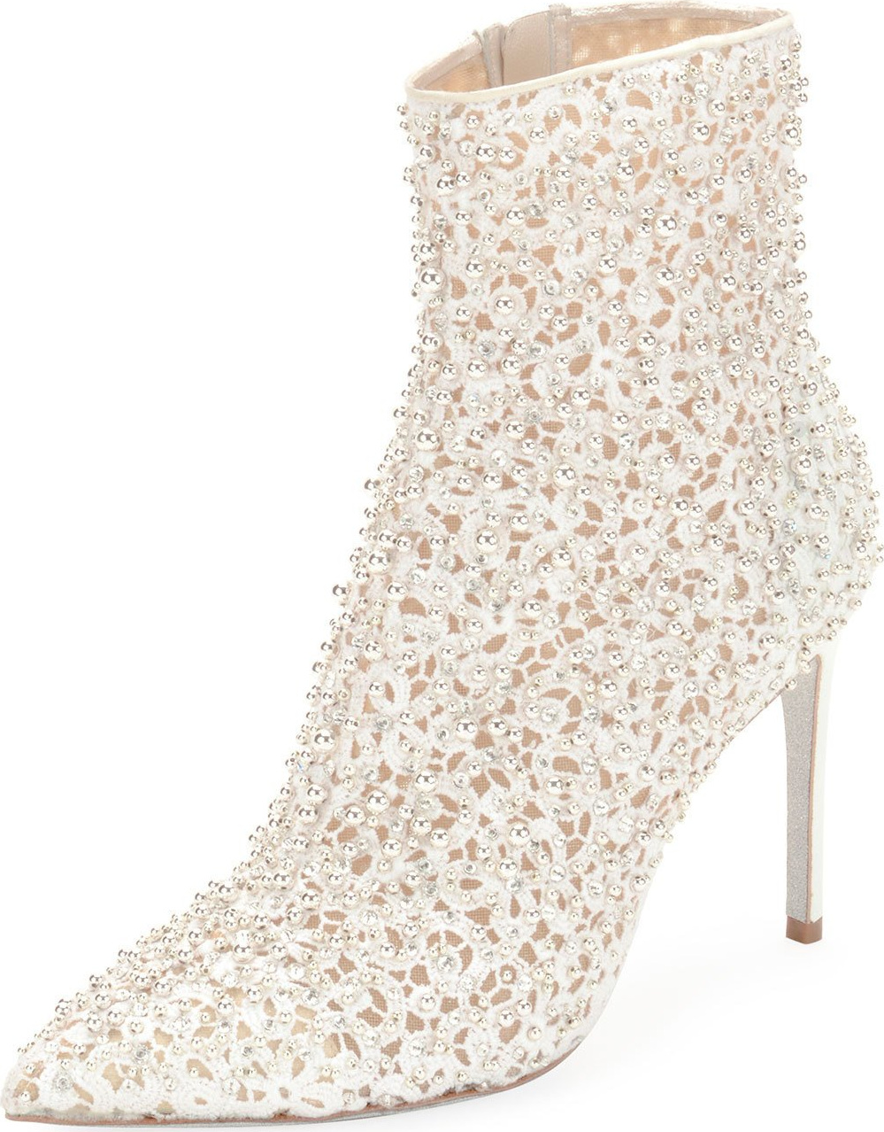 Rene Caovilla Embellished Bootie with Golden Beading