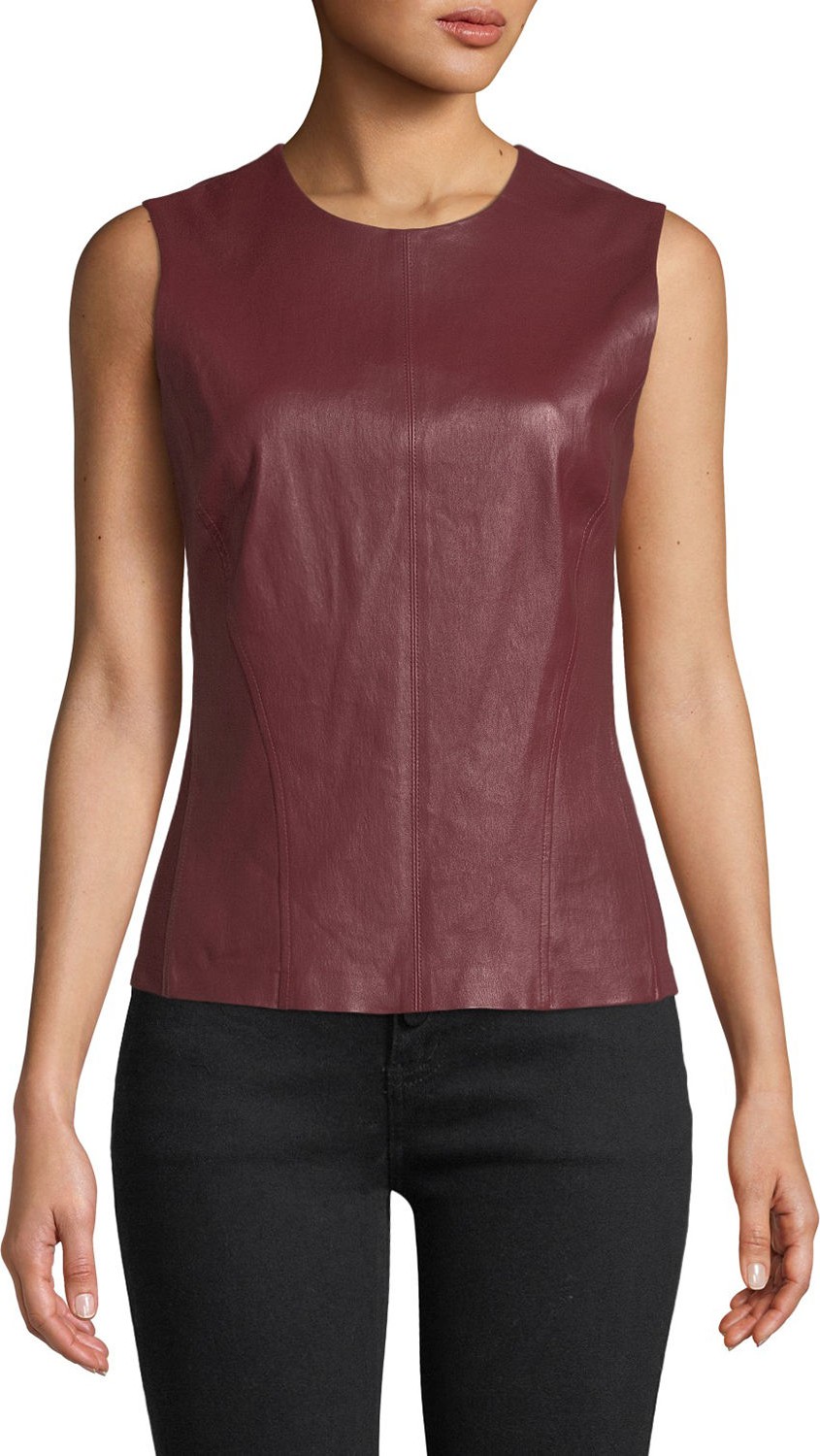 Theory Bristol Leather Modern Seamed C. Combo Shell