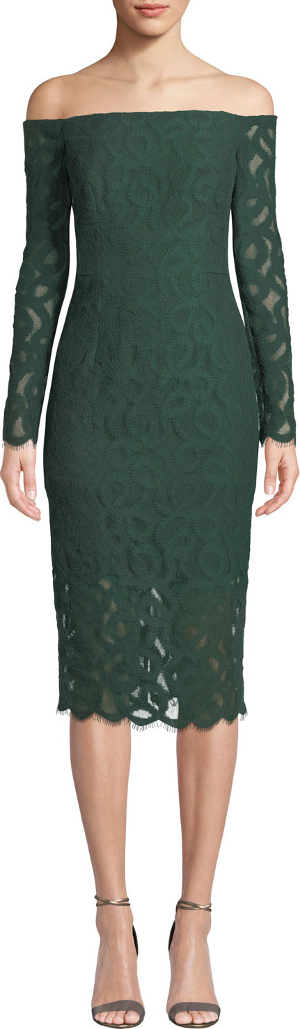 MILLY Coco Off-the-Shoulder Italian Lace Dress