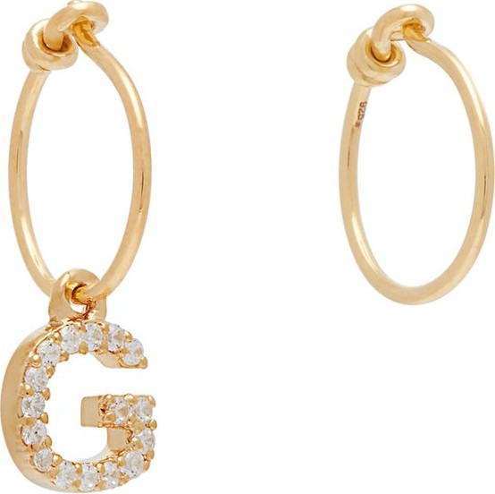 Theodora Warre Mismatched G-charm gold-plated hoop earrings
