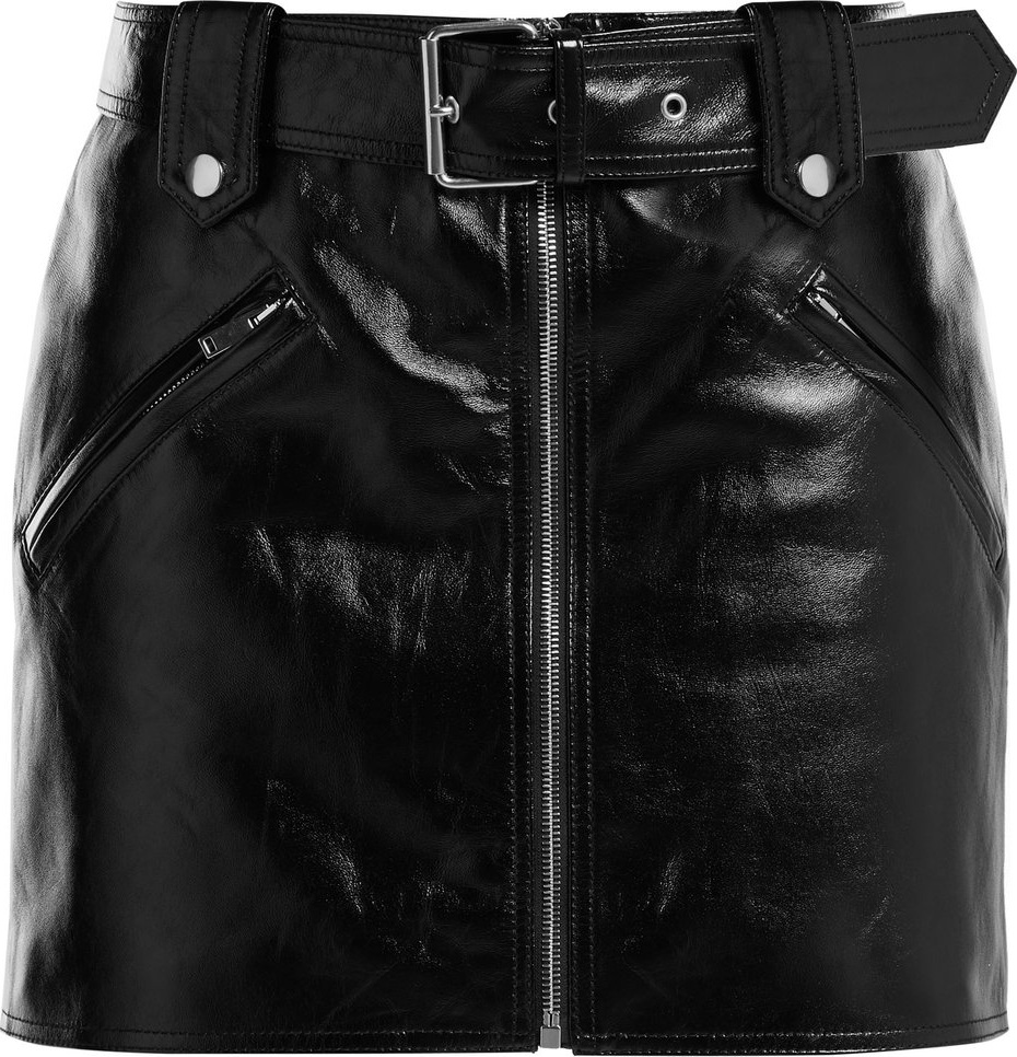 Valentino Belted leather mini skirt