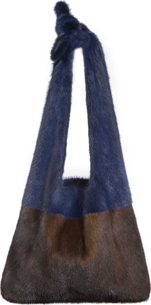 Simonetta Ravizza Furrissima Colorblock Mink Fur Sac Tote Bag, Brown/Blue