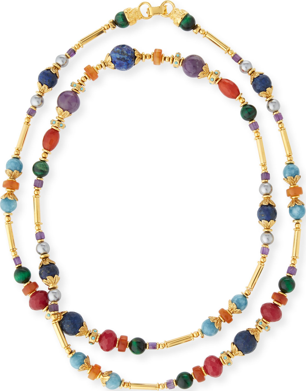 Jose & Maria Barrera Long Beaded Stone Necklace