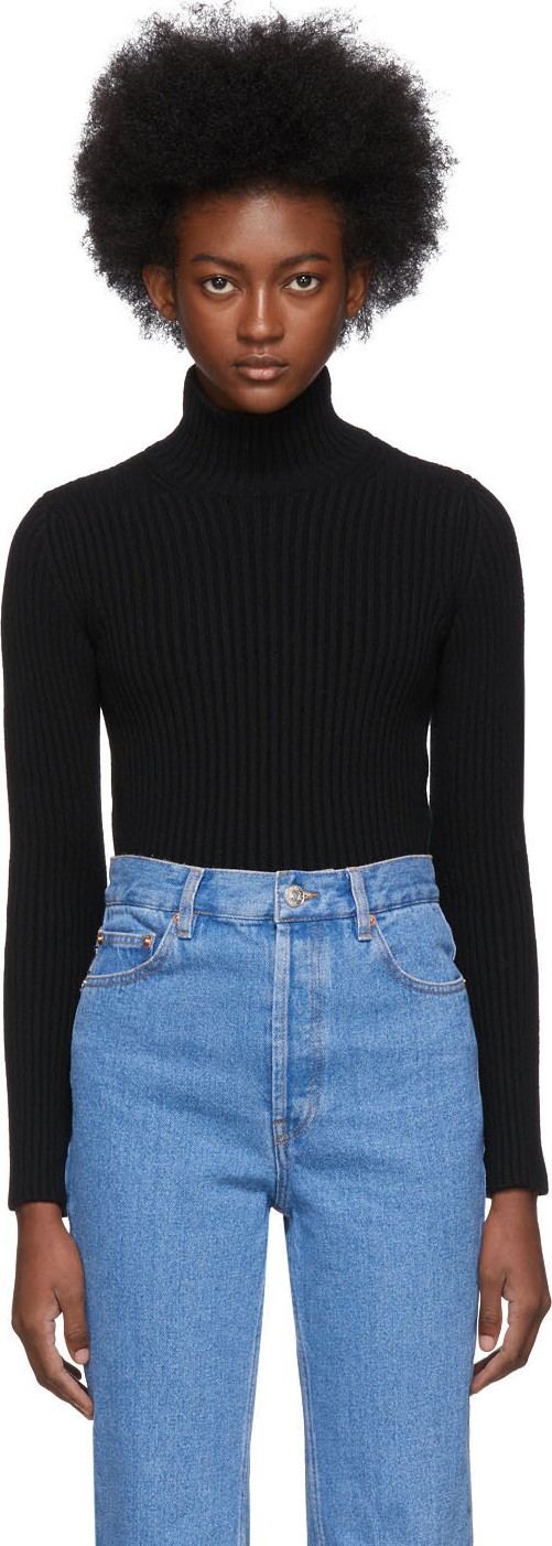 Balenciaga Black Cashmere Ribbed Turtleneck