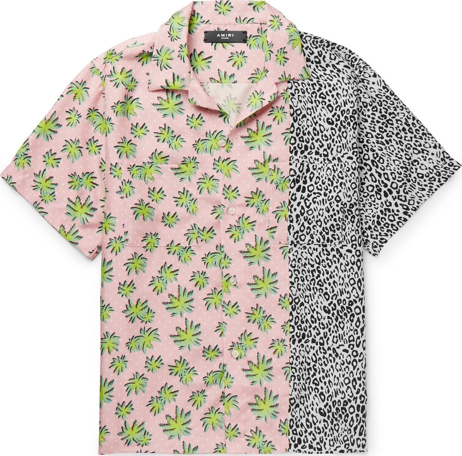 Amiri Camp-Collar Printed Silk Shirt
