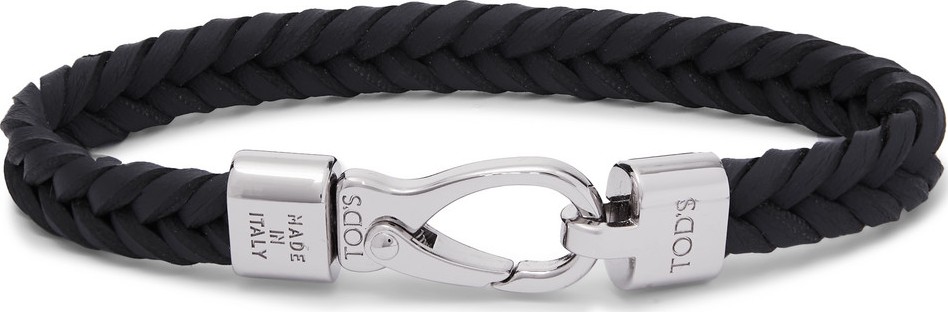 Tod's Woven Leather and Silver-Tone Bracelet