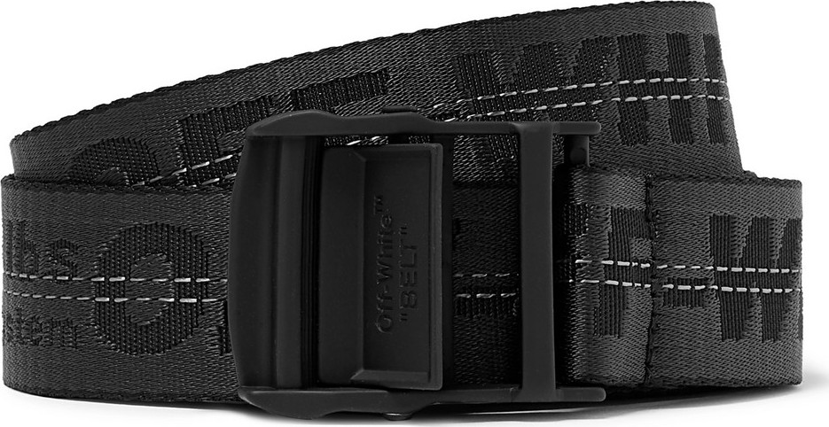 Off White 3.5cm Black Industrial Logo-Jacquard Webbing Belt