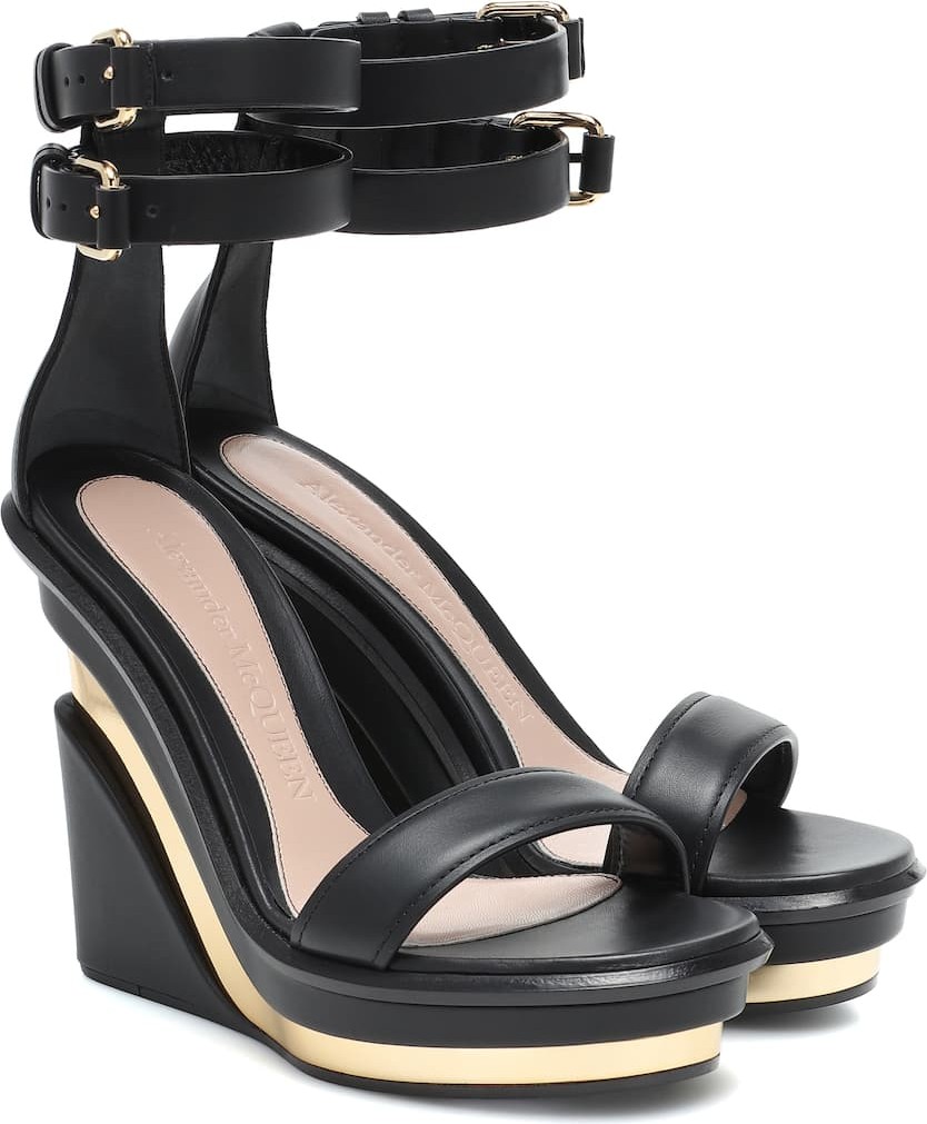 Alexander McQueen Trompe l'Oeil leather wedge sandals