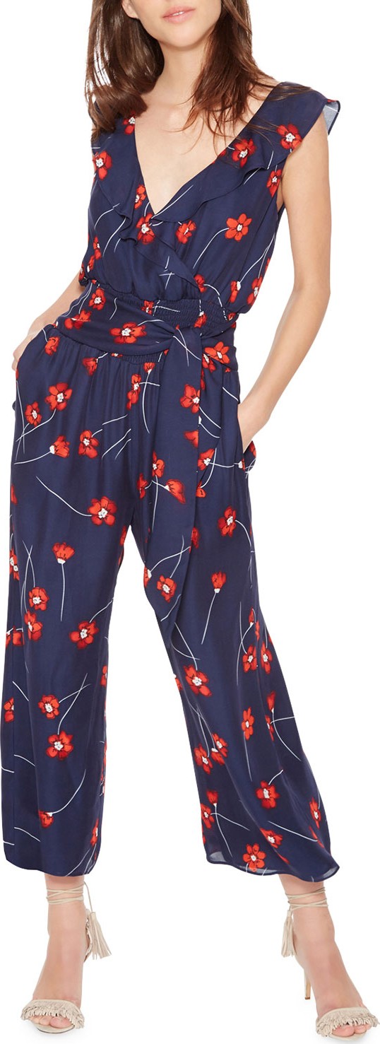 Parker Elara Sleeveless Poppy-Print Jumpsuit