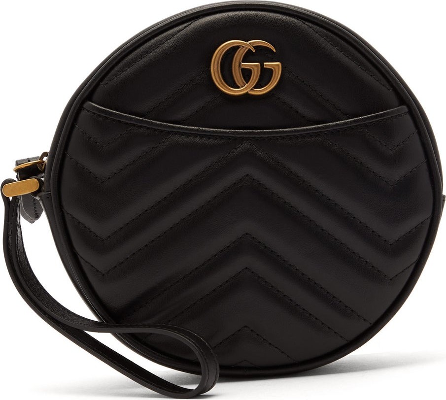 Gucci GG Marmont circular leather wristlet pouch