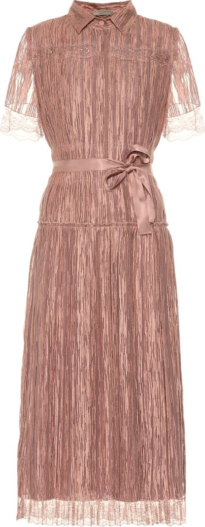 Bottega Veneta Lace-trimmed silk midi dress