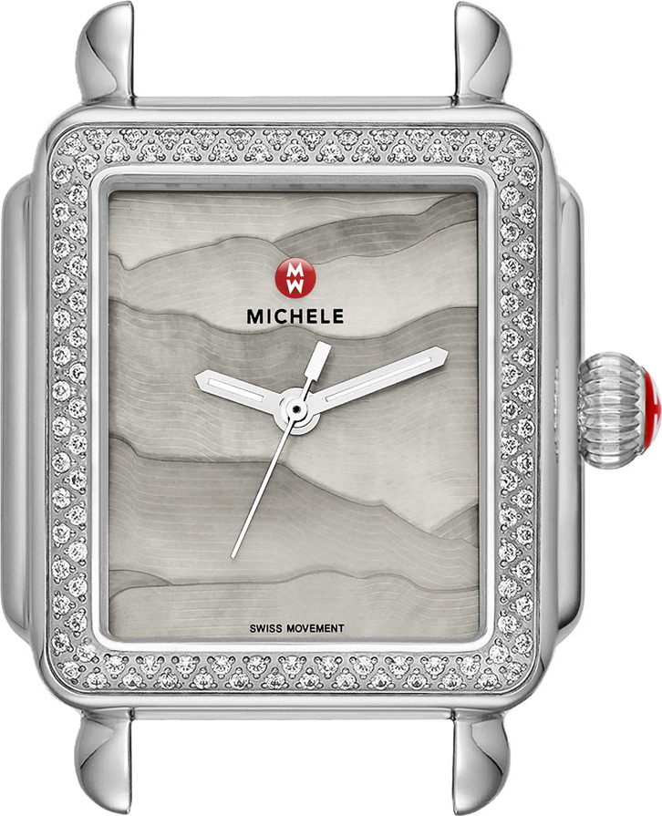 MICHELE 18mm Deco Diamond Watch Head with Gray Dial