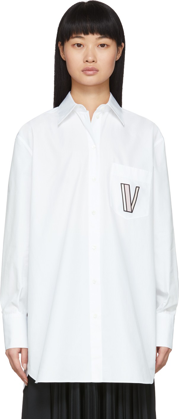 Valentino White Poplin Logo Shirt