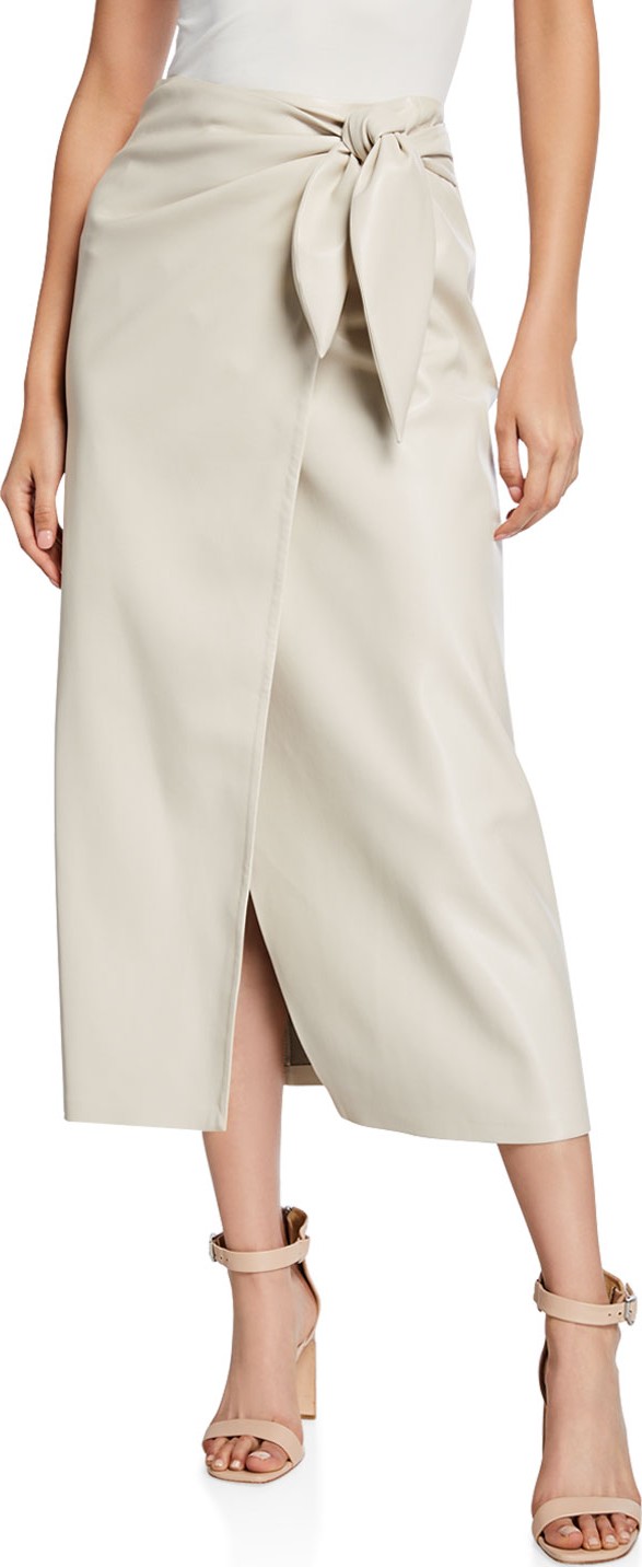 Nanushka Amas Vegan Leather Tie-Front Midi Skirt