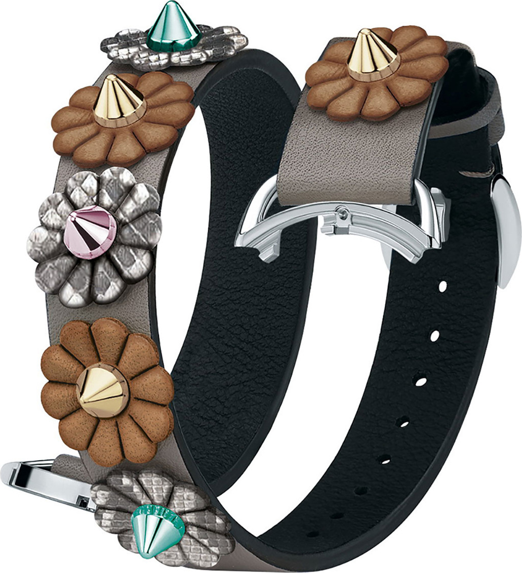 Fendi 17mm Selleria Leather Flower Stud Watch Strap