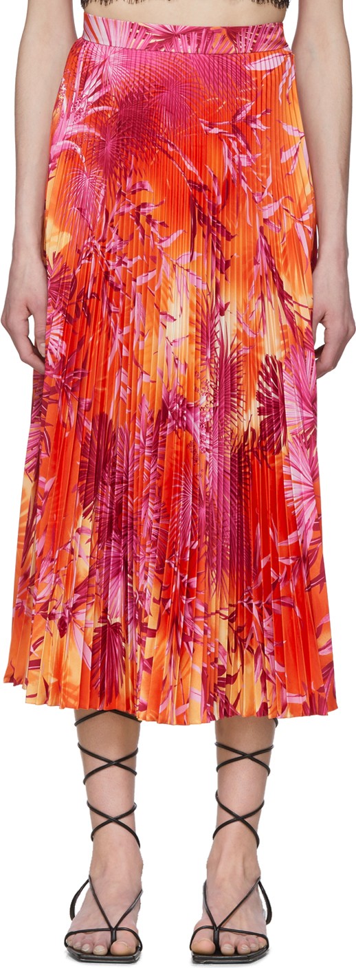 Versace Pink Jungle Print Pleated Skirt