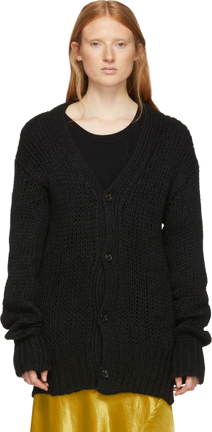Ann Demeulemeester Black Wool Knit Cardigan