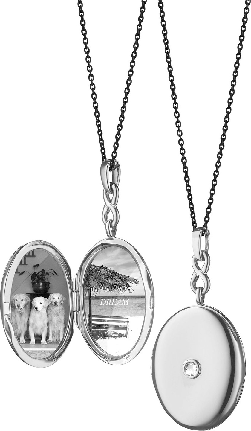 Monica Rich Kosann Silver Rose-Cut White Sapphire Locket Necklace, 30"