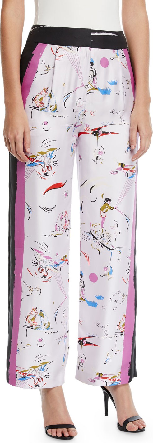 Tory Burch Daydream Solid-Border Silk Pants Tory Burch Daydream Solid-Border Silk Pants