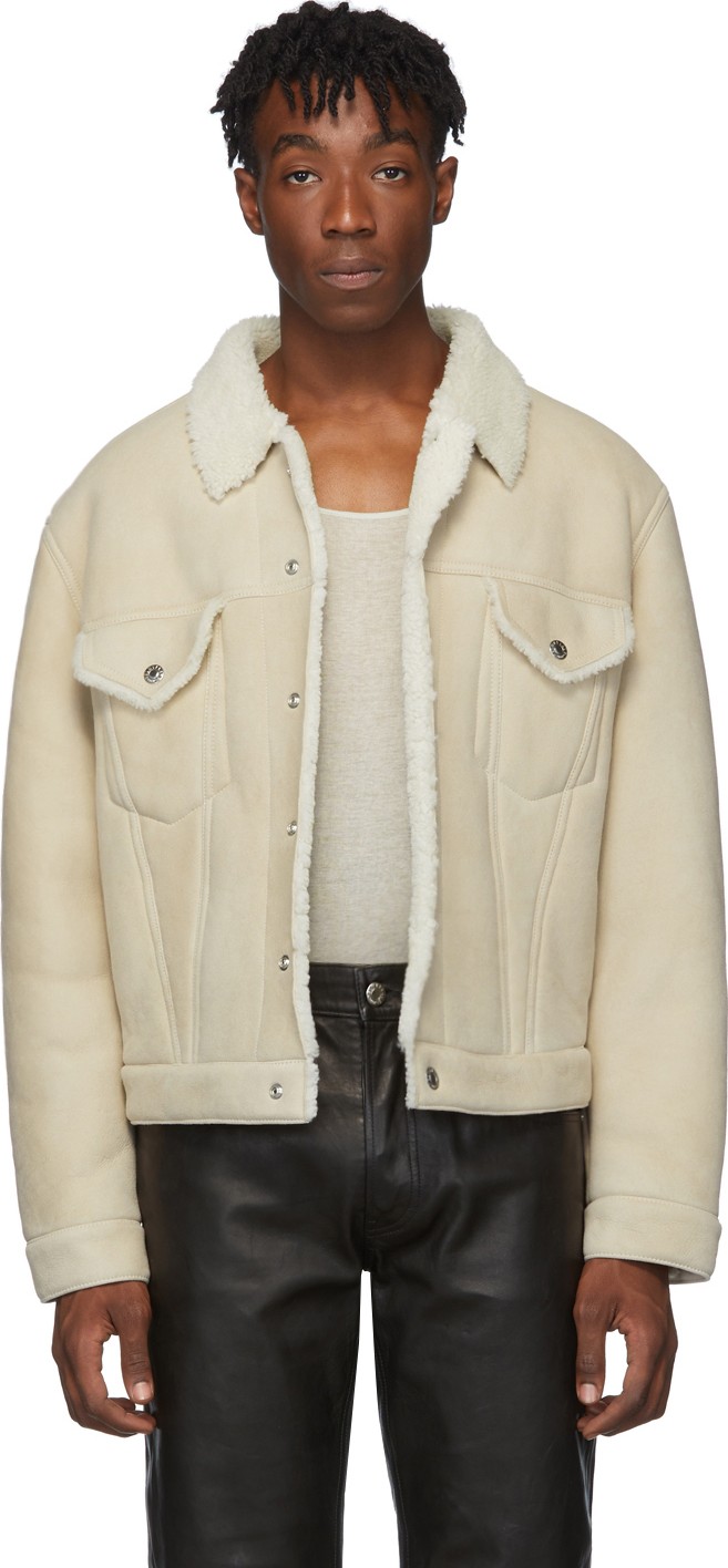 Helmut Lang Off-White Shearling Masc Trucker Jacket