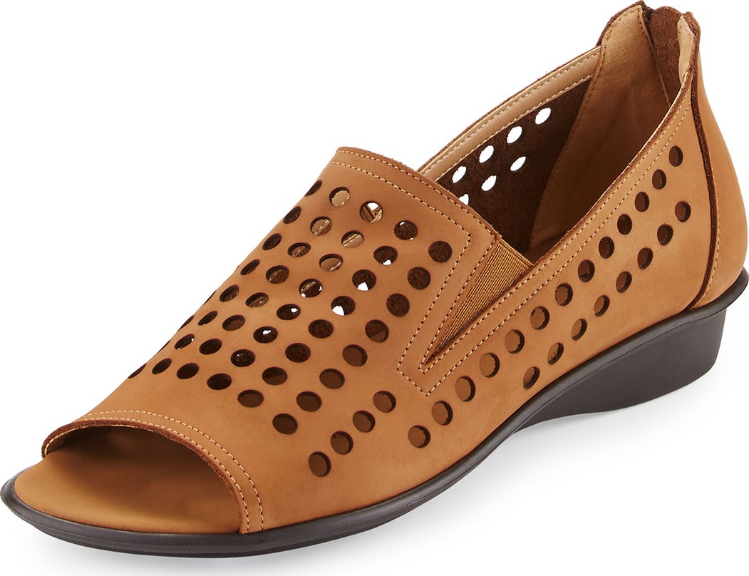 Sesto Meucci Ellen Perforated Comfort Slip-On Flat, Beige