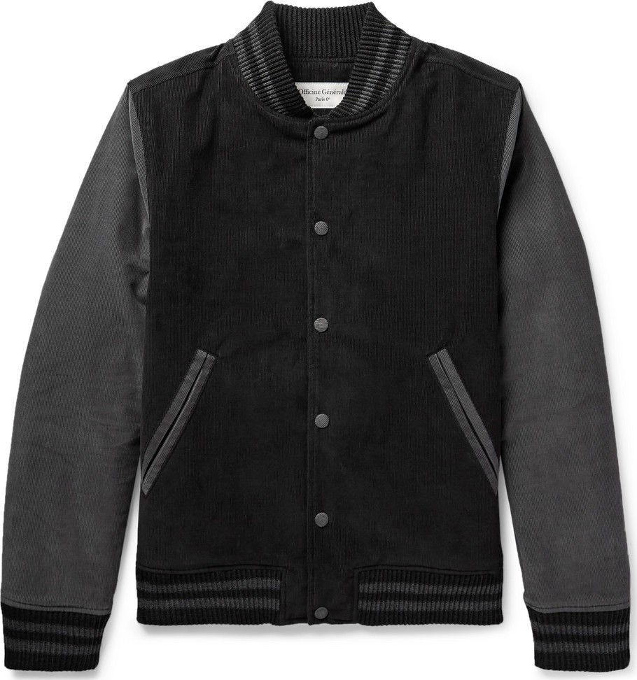Officine Générale Slim-Fit Two-Tone Cotton-Corduroy Bomber Jacket