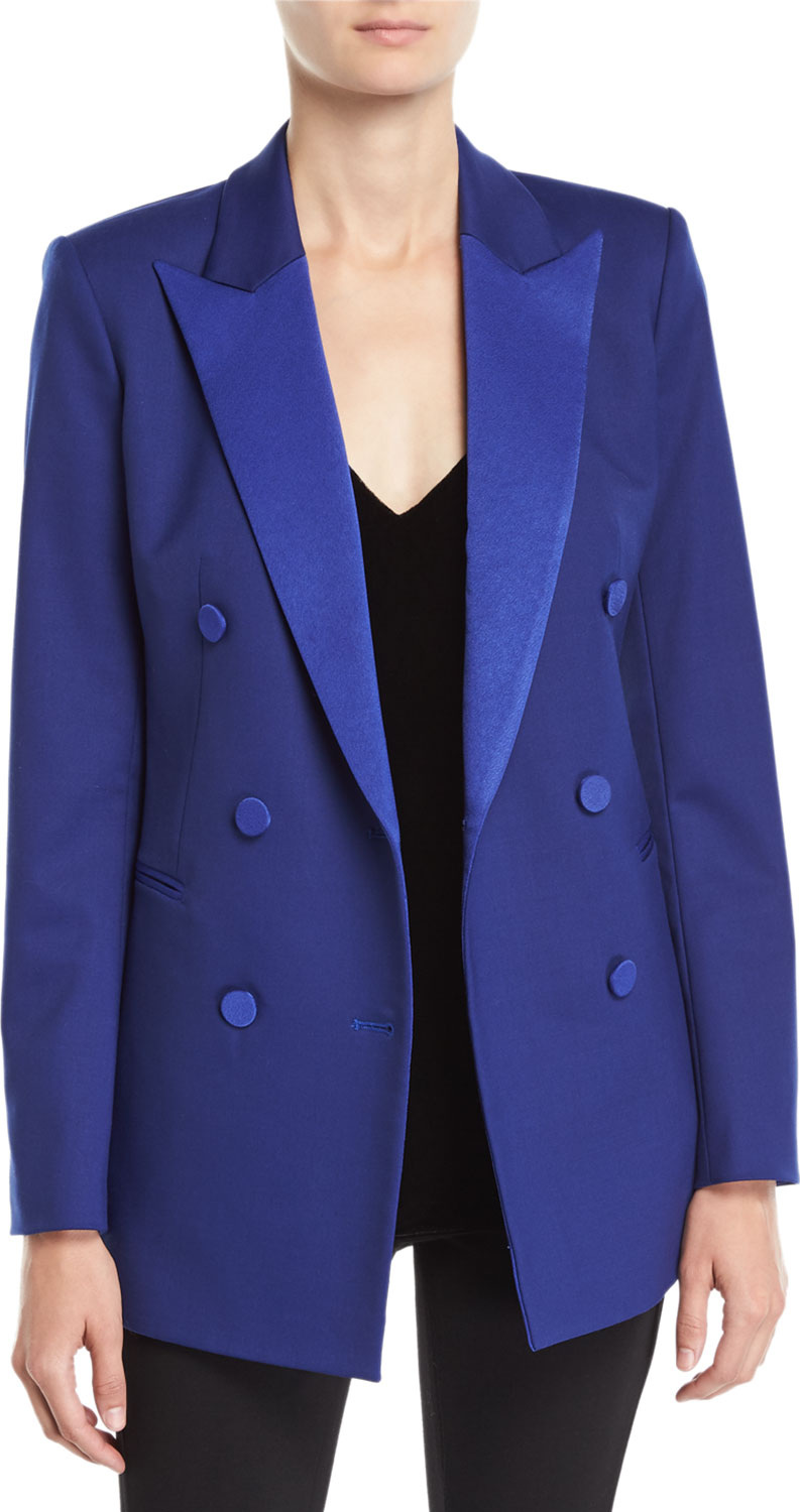 Theory Double-Breasted Wool Tuxedo Blazer