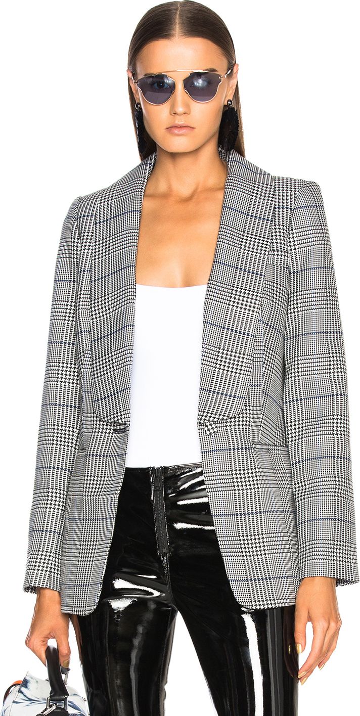 Self Portrait Woven Check Blazer