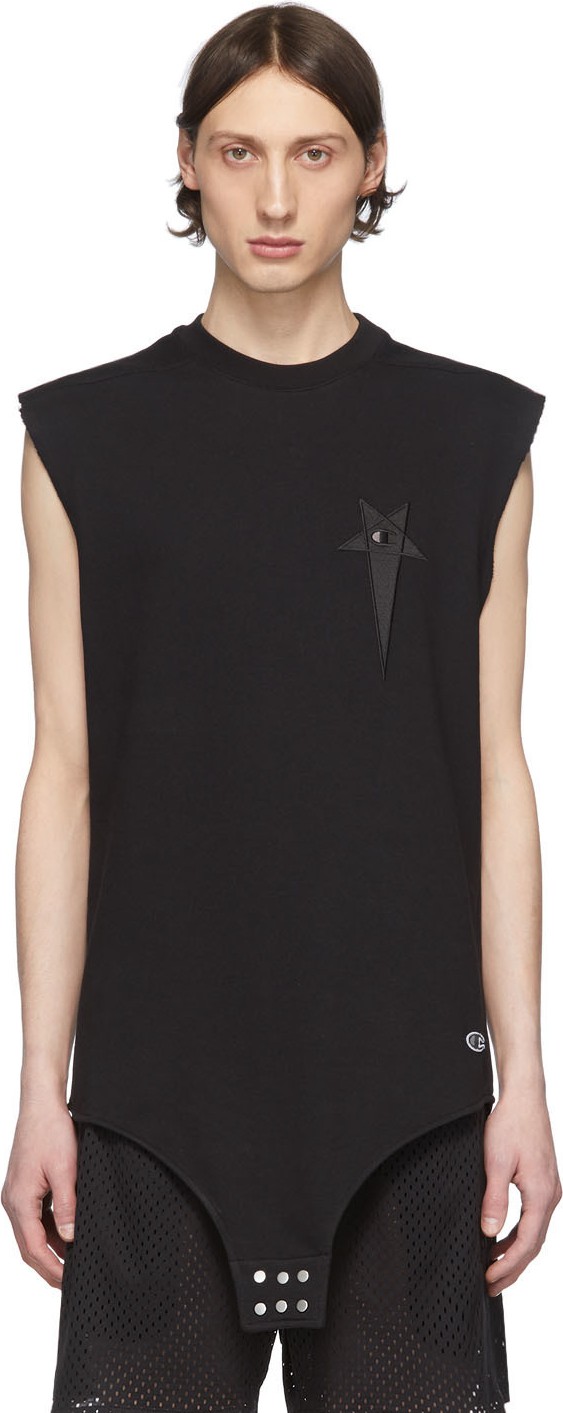Rick Owens Black Champion Edition Sleeveless T-Shirt