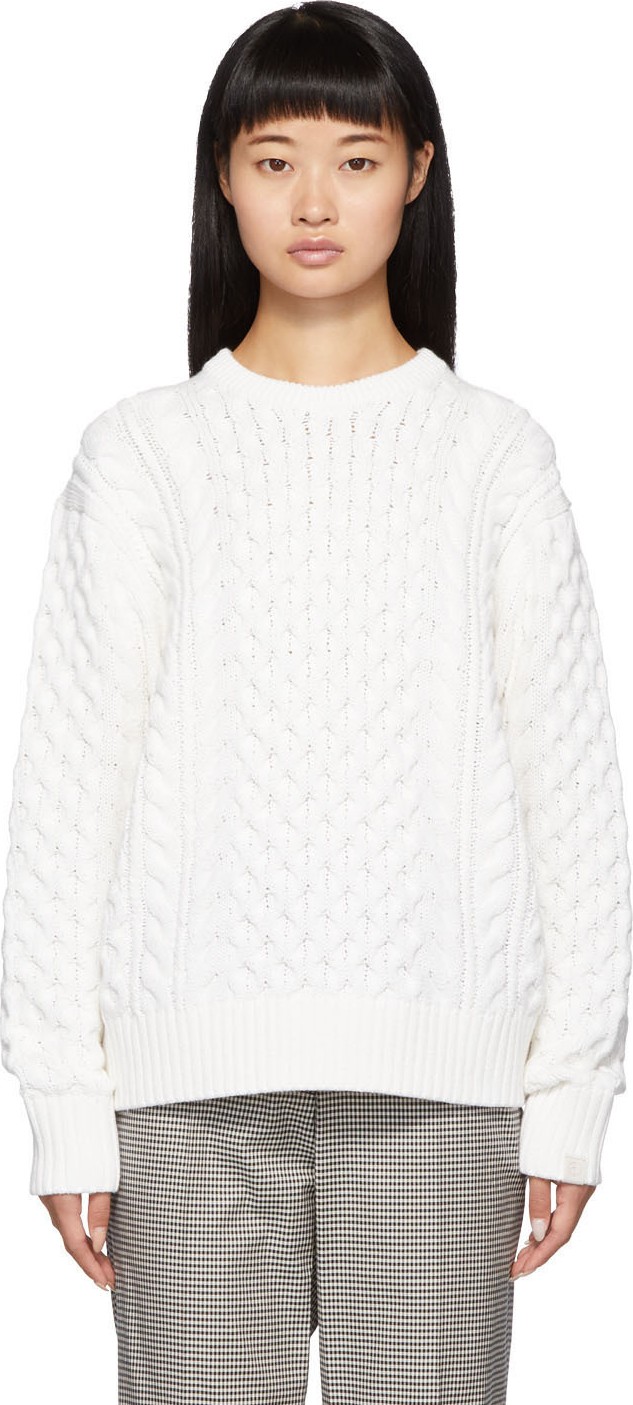 Rag & Bone White Aran Crewneck Sweater
