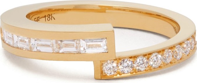 Azlee 18kt gold & baguette diamond ring